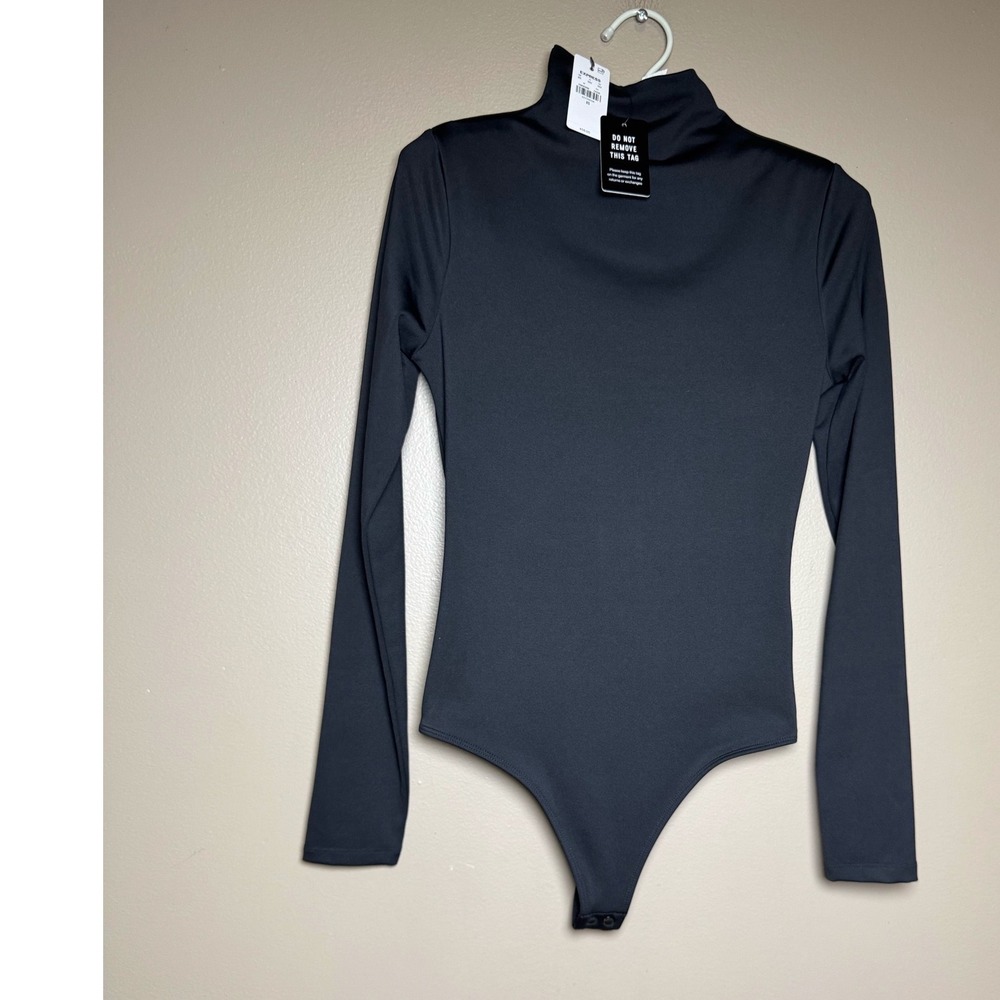 Body Contour Mock Neck Long Sleeve Bodysuit from Express Size XS
